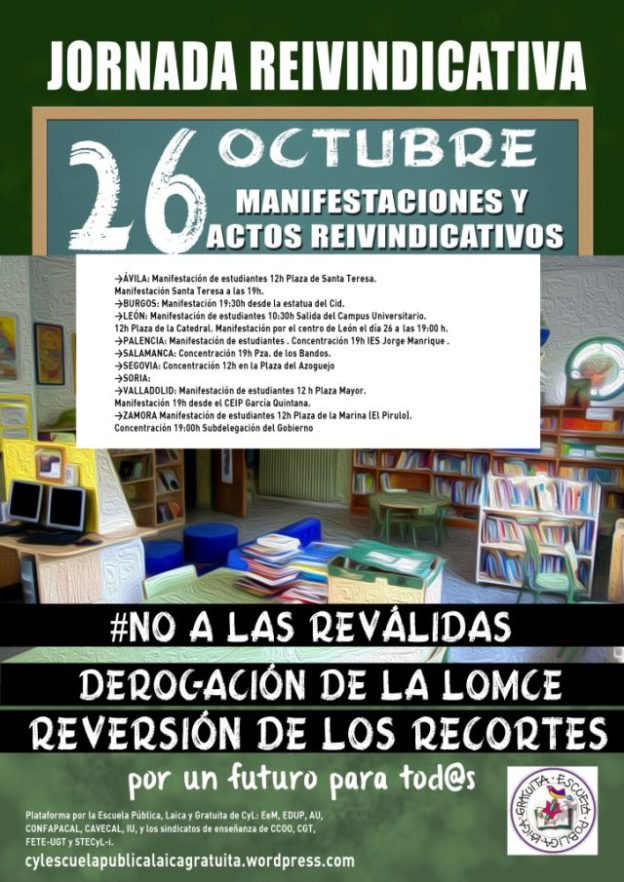 26 de octubre: Jornada contra las reválidas de la LOMCE