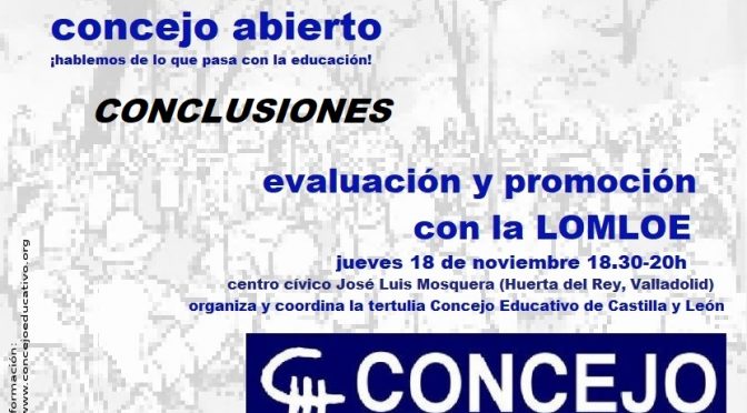 Concejo abierto: Evaluación y promoción en la LOMLOE. Conclusiones (18 noviembre 2021).