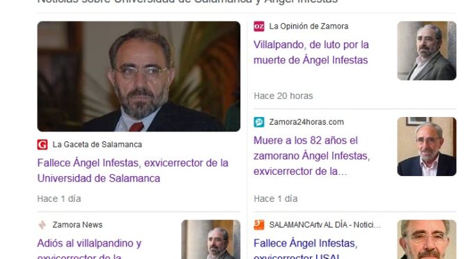 El 29 de noviembre nos dejó Ángel Infestas Gil.